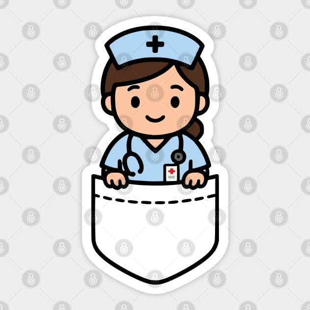 Cute Kawaii Nurse Pocket Cartoon Medical Healthcare Sticker by Yesteeyear